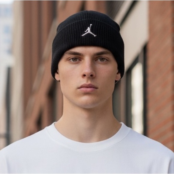 Nike Other - NEW• NIKE Jumpman Logo Black Beanie with White Logo